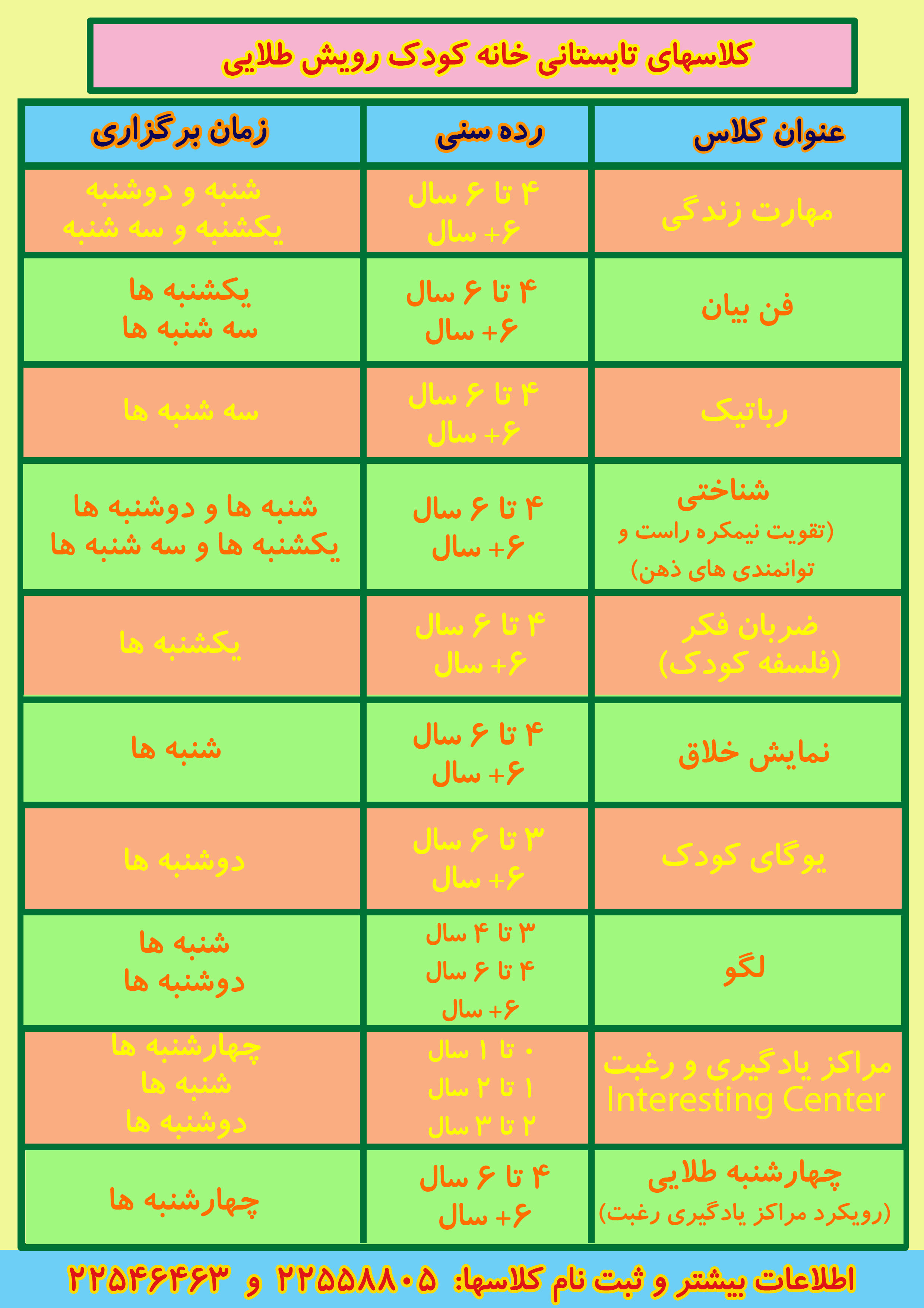 کلاسهای تابستان