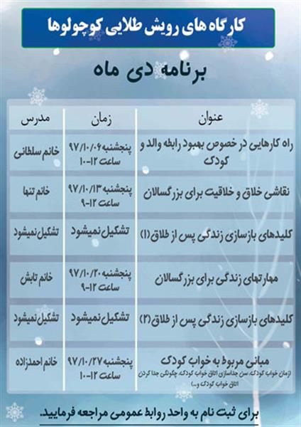 کارگاه های دی ماه